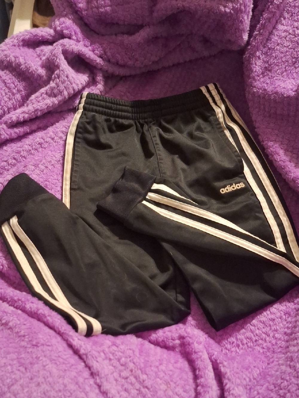 Adidas Black Joggers with White Stripes
